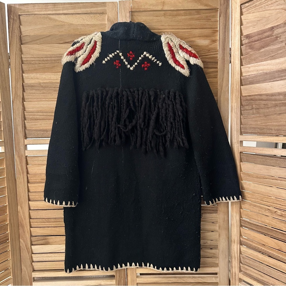 Zara Native Shag Shaggy Fringe UnButton Knit Cardigan S - Picture 5 of 6